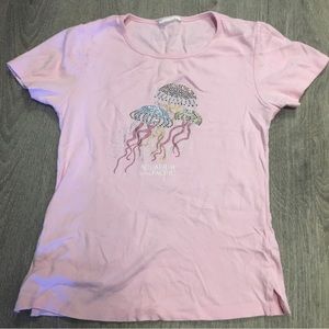 Pink Rhinestone Jellyfish Pink Cotton T Shirt Vintage Y2K